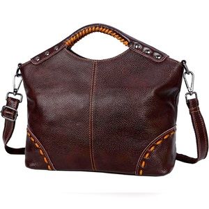 NWT Genuine Leather Vintage Satchel Crossbody Shoulder Bag Designer Top Handle